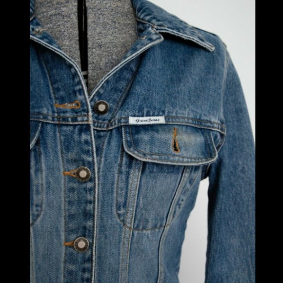 Guess Jeans Vintage Jean Jacket - No Size Tag- - Picture 3 of 5